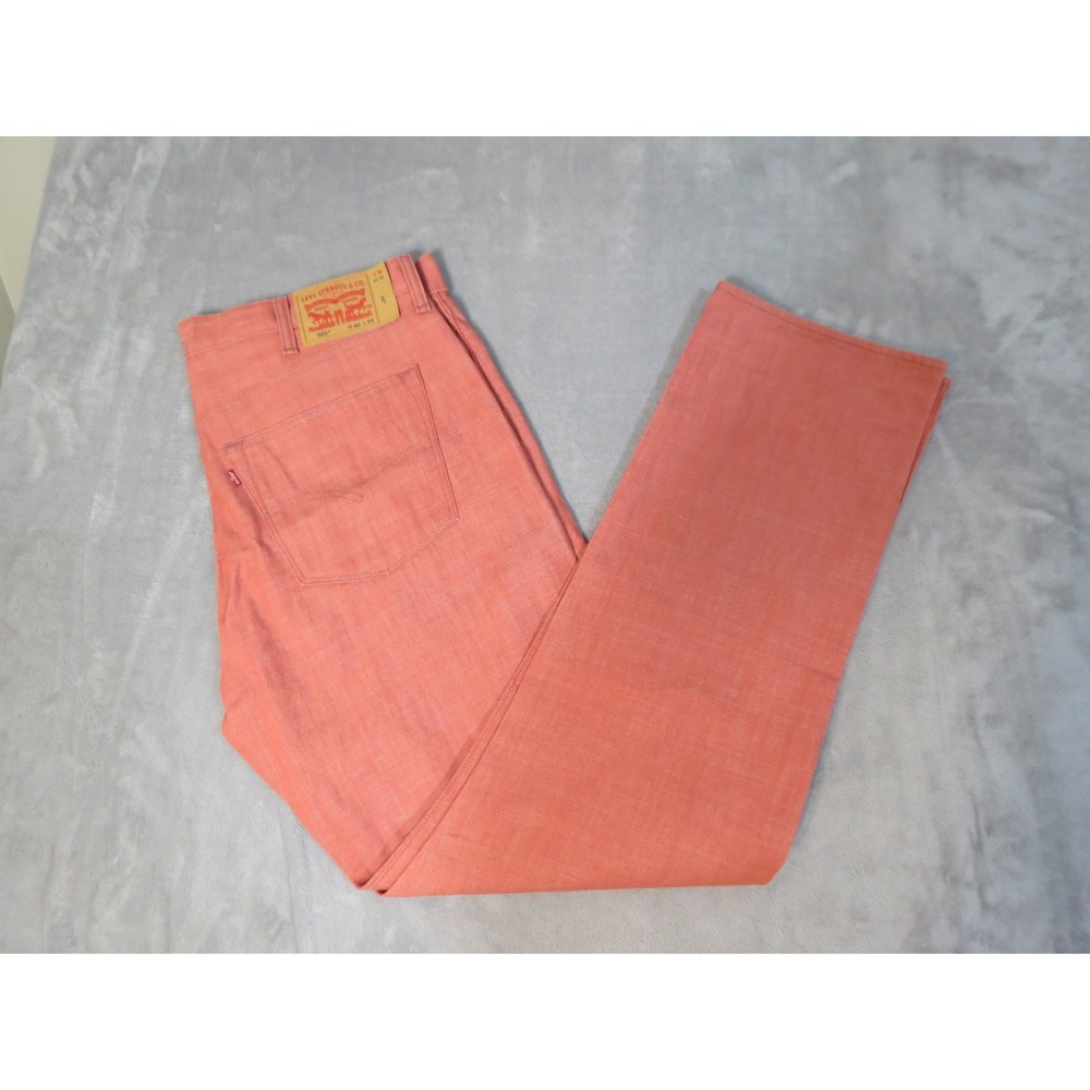 Levi's 501 Jeans Mens 40x34 Salmon Pink White Oak Cone Denim Straight Leg